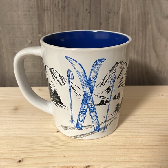 2018 Tim Hortons Ski, Snow, Forest, Mountains Blue and White Coffee mug - Picture 2 of 4
